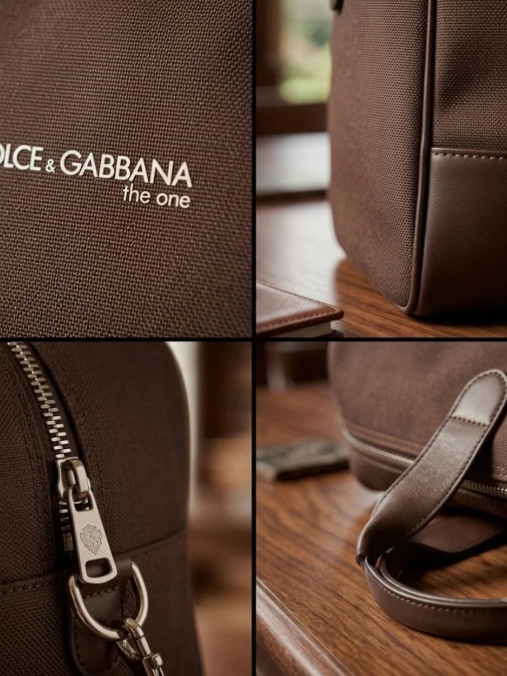 Dolce & Gabbana The One. Chocolate Brown Men’s Duffel with Leather Trim